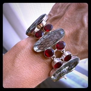 Dendrite granite quartz  silver bracelet